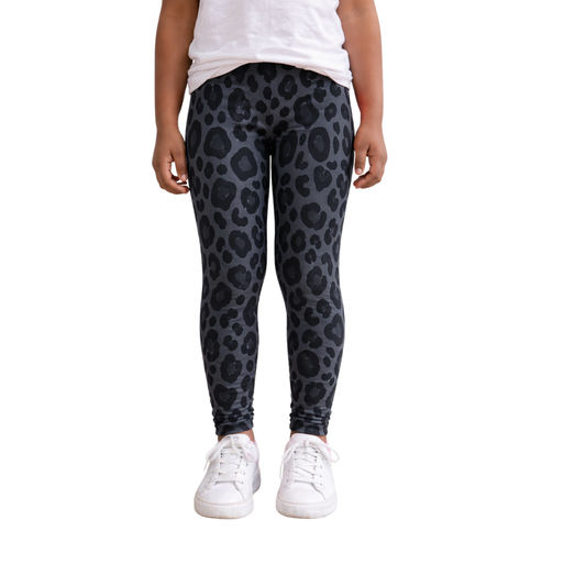 Panterprint Legging Meisjes – Zwart